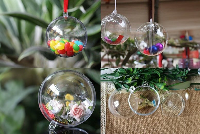 10 Pcs Christmas Balls DIY Circle Tree Decorations Clear Fillable