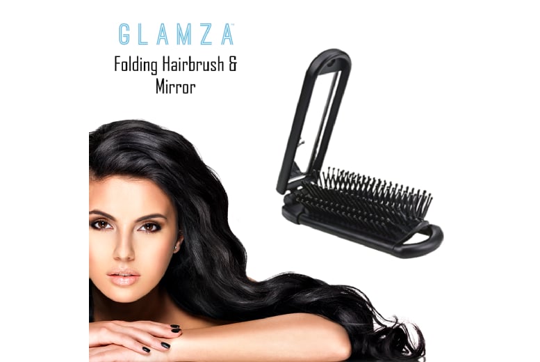 Folding Detangle Hair Brushes with Mirror - Wowcher