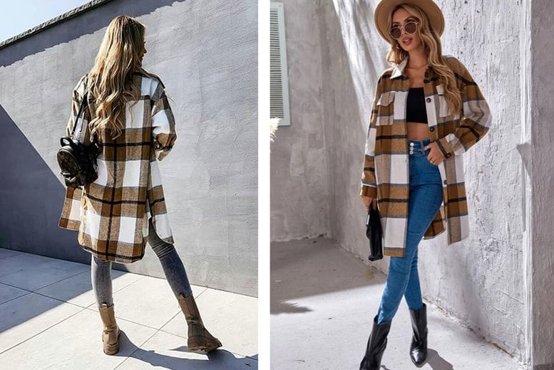 Long plaid clearance jacket womens