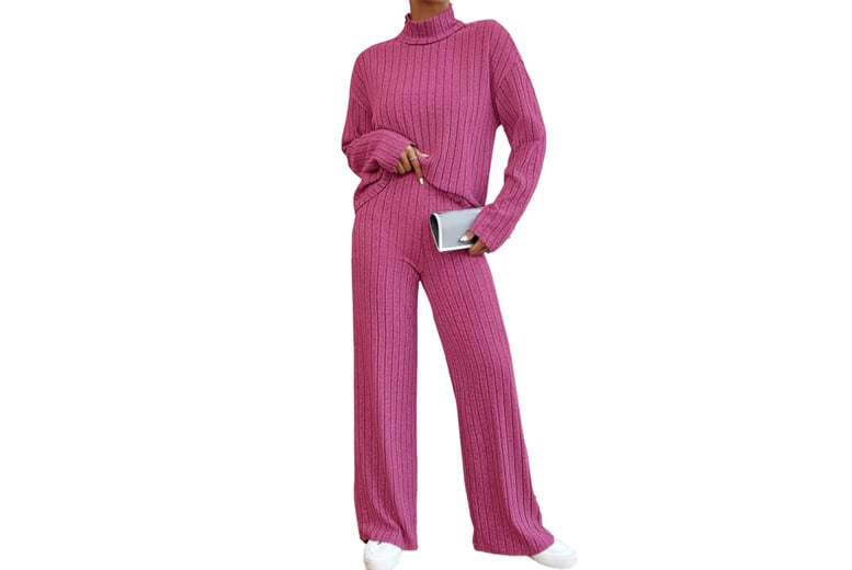Women's Knitted Long Sleeve Top & Trousers Co-Ord Set Deal - Wowcher