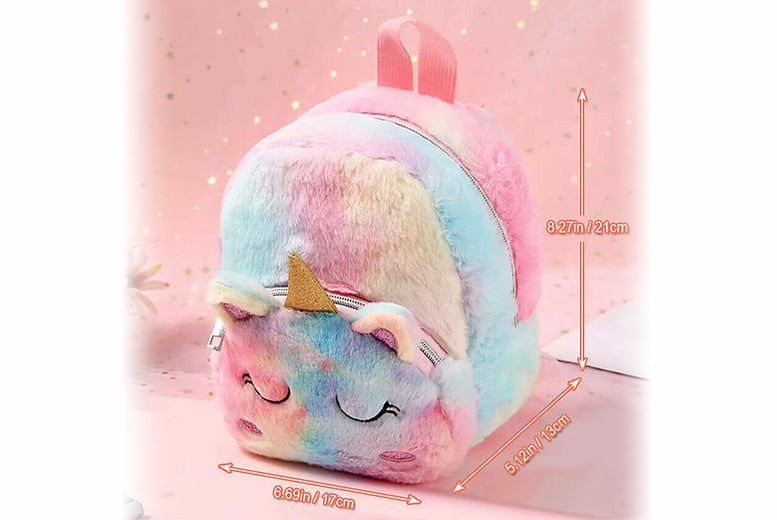 Kids Mini Fluffy Unicorn Backpack To School For Girls