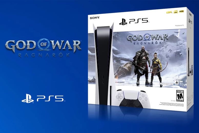 PS5 Console Sony Playstation 5 (Disc Edition), God Of War Ragnarok Bundle  Edition with extra 2 controllers 