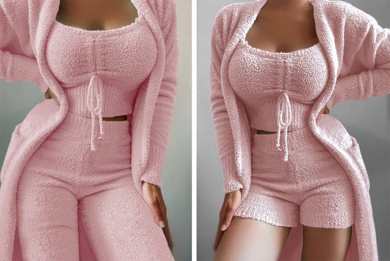 Fluffy 3 piece online loungewear