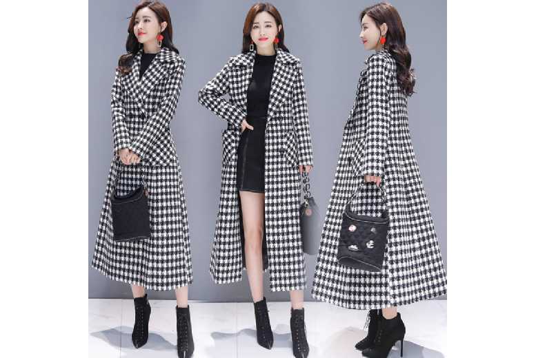 Long hotsell houndstooth coat