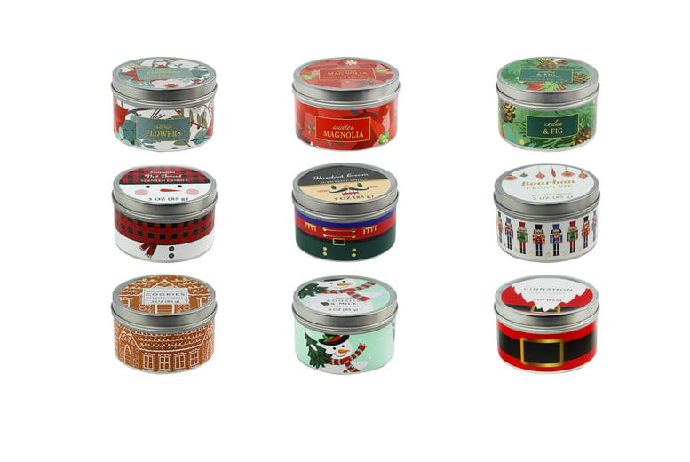 3 Pc Christmas Candles with Tin Gift Set Deal - Wowcher