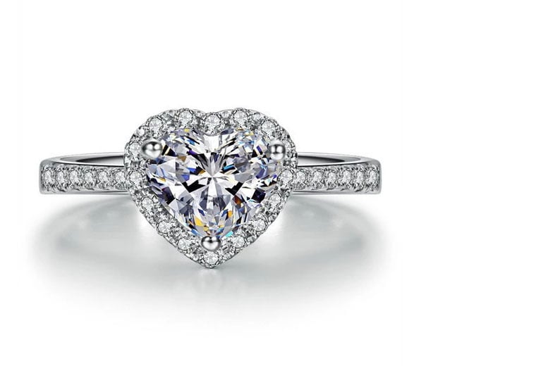 Heart-Shaped Crystal Halo Ring-2