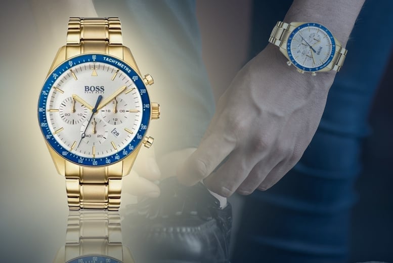 Mens hugo outlet boss watches gold