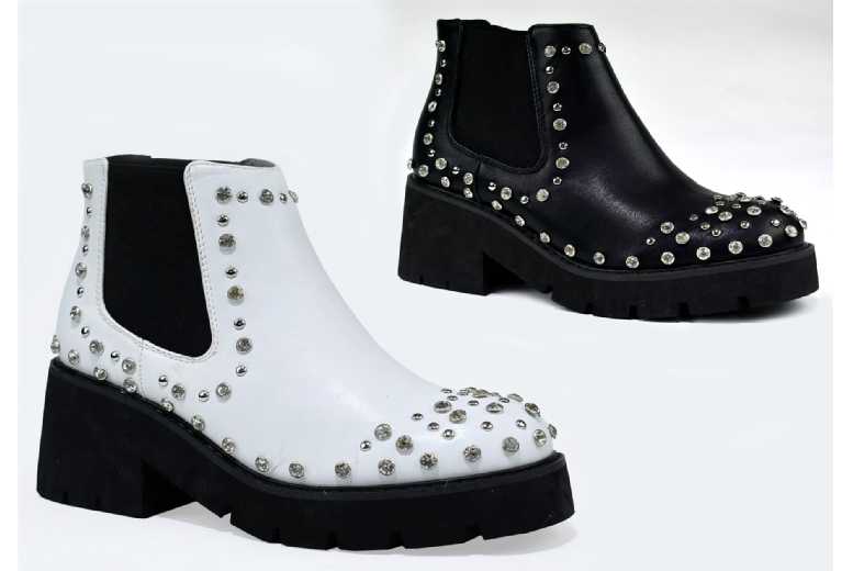 Diamante studded outlet ankle boots