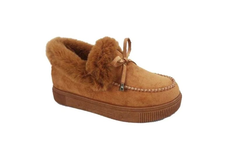 Furry moccasins women's online shoes