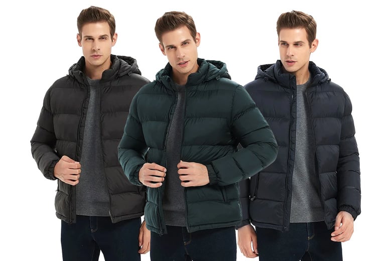 Mens puffer coat outlet with fur hood