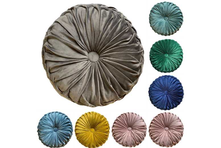 Cushion Soft HOLLAND PLUSH Velvet Luxury Chic Filled Round - Wowcher