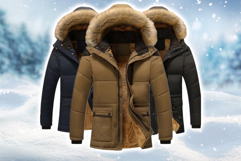 Men’s Padded Fleece Winter Jacket Deal - Wowcher