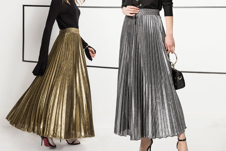 High waist outlet metallic maxi skirt