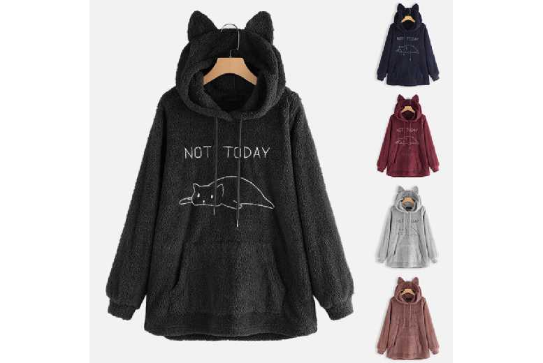 Not today oversize best sale hoodie with cat ears