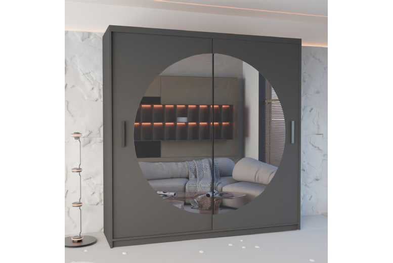 Modern Double Sliding Mirror Door Wardrobe For Bedroom 150203cm Wowcher 