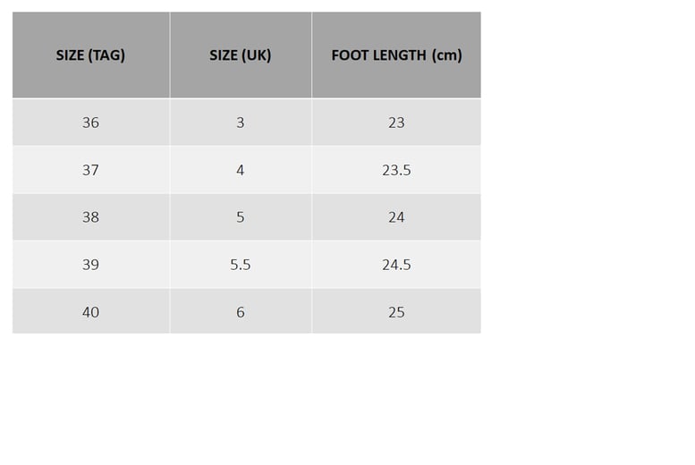 Women's nike size chart on sale shoes