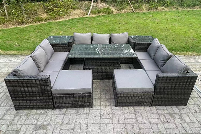 Eleven Seater Wicker Rattan Garden Furniture Set Deal Wowcher