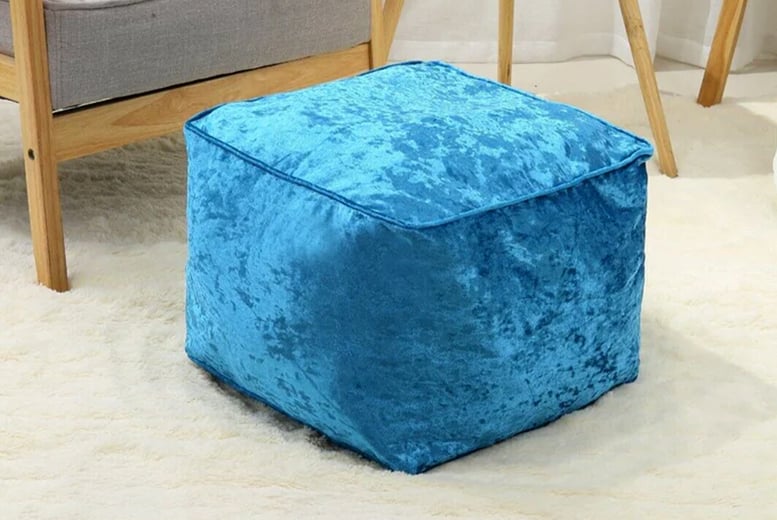 Crushed Velvet Squared Bean Bag Offer LivingSocial