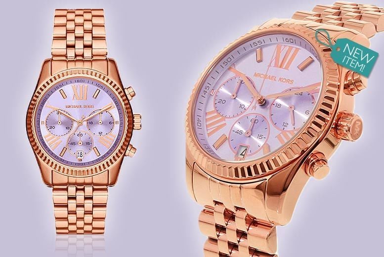 Ladies Michael Kors Lexington Lilac Dial with Rose Gold Tone Watch