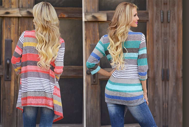 Waterfall Aztec Rainbow Stripe Cardigan - 2 Colours!