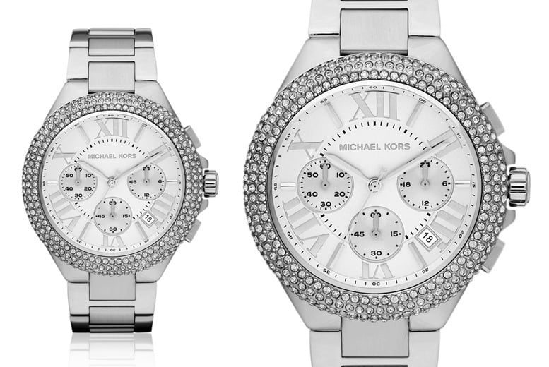 Michael kors outlet silver crystal watch